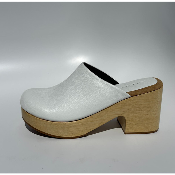 Rachel Comey Blaring Clog Nappa Leather White Natural Wood Size 8 NIB Clogs - Picture 1 of 16